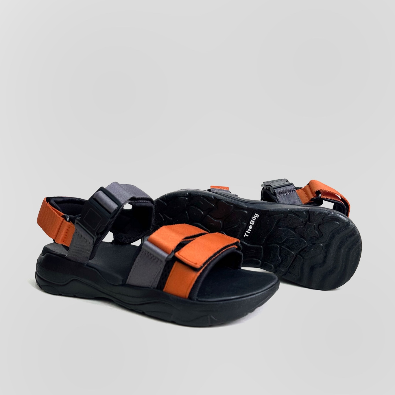 Giày Sandal Nam Nữ Unisex The BiLy Quai Ngang Dây Dù Đế IP Siêu Êm Nhẹ Màu Xám Cam-BL05