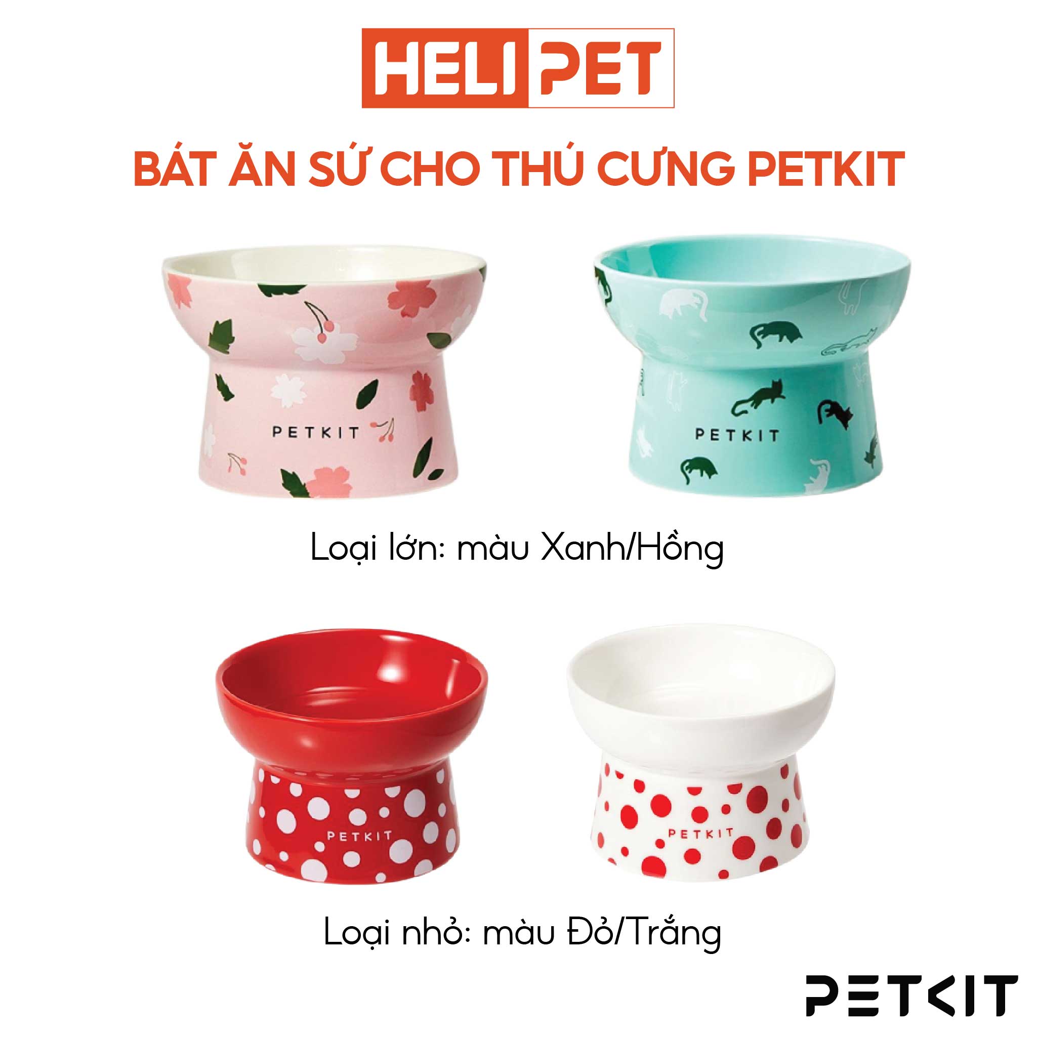 Chén Ăn, Bát Ăn Cho Chó Mèo Chống Gù Làm Từ Gốm Sứ Cao Cấp Ceramic Petkit Cera Spot- HeLiPet