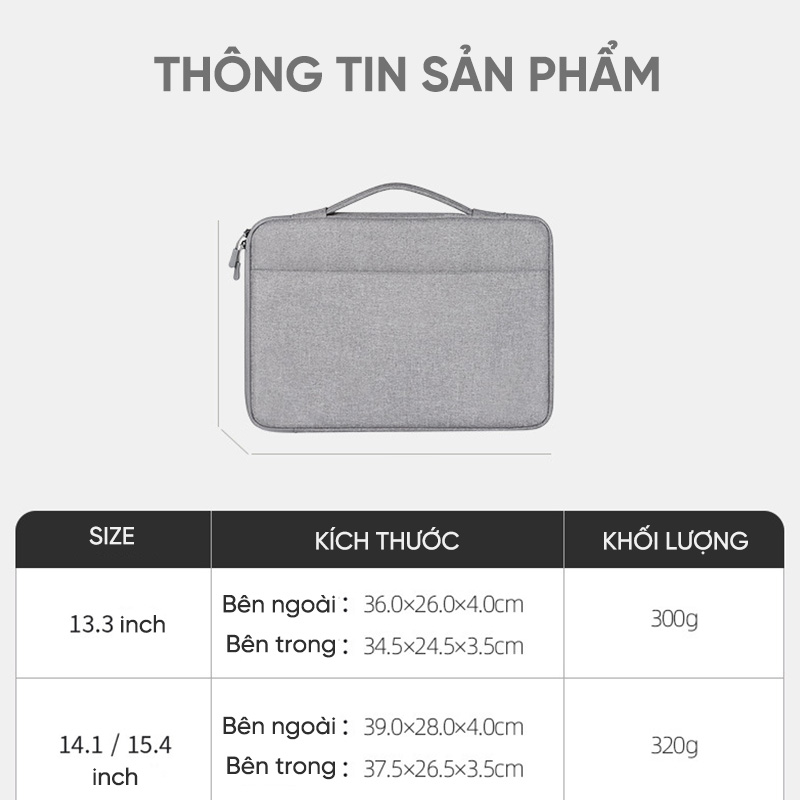 Túi laptop chống sốc GB-CS22 tiện lợi, sử dụng dễ dàng,đệm trong dày dặn
