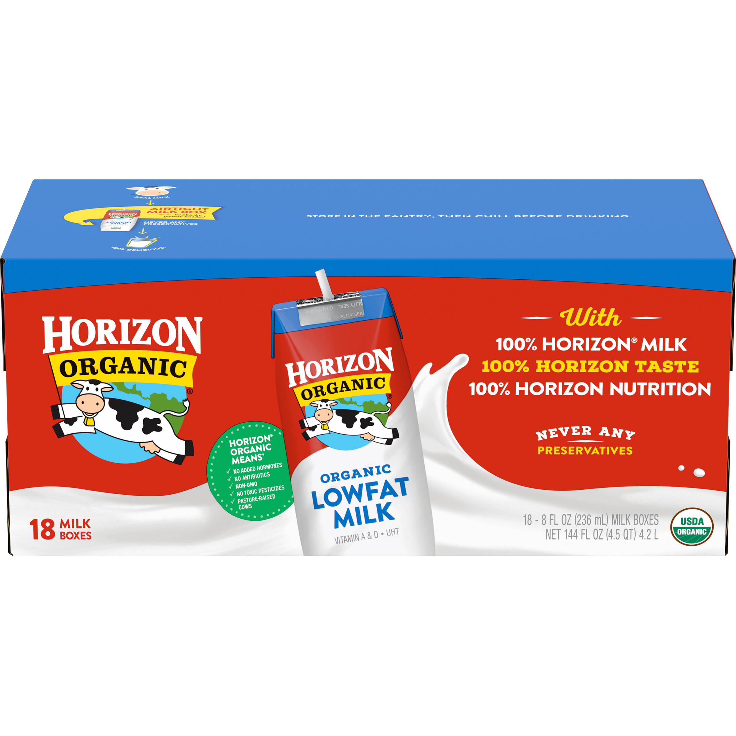 Date 9/8/24 Thùng 18 Hộp Sữa Nước Tách béo Horizon Organic Mỹ Skimmed Milk 236ml x 18 hộp