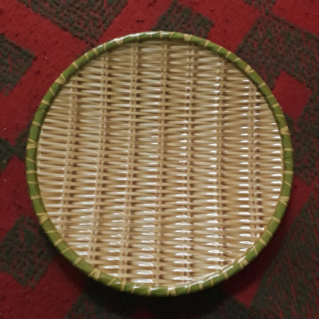 Đĩa Phíp giả tre đan - Mẹt đựng đồ ăn cỡ Đại 35cm