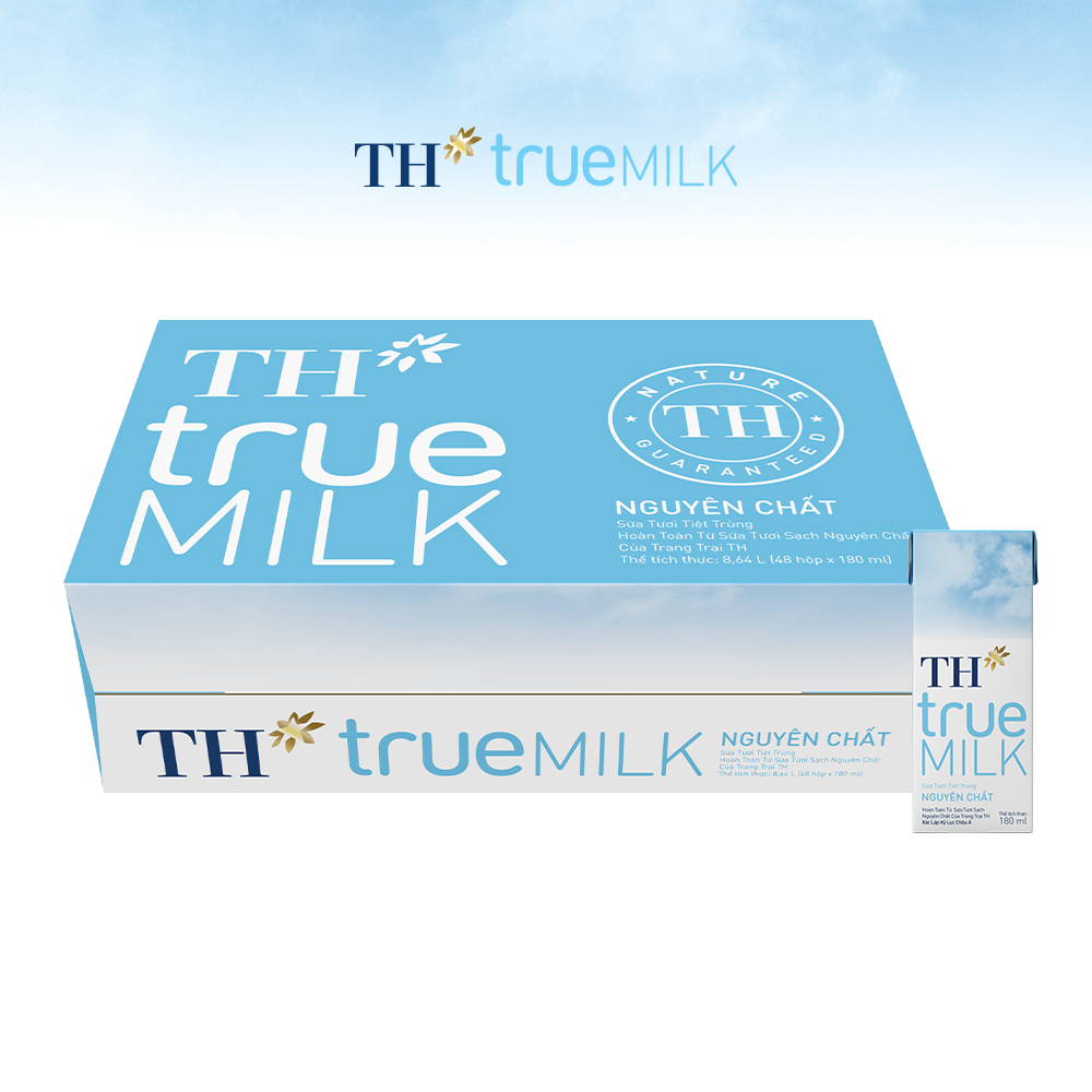 Hình ảnh Thùng 48 hộp sữa tươi tiệt trùng nguyên chất TH True Milk 180ml (180ml x 48)