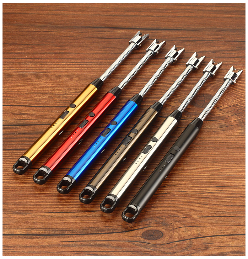 Bật Lửa Điện Tử Sạc USB Dùng Cho Tiệc Nướng BBQ - 23x1.5cm 42g - Màu Đen