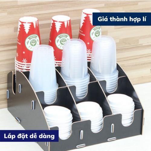 Khay kệ đựng cốc 9 lỗ bằng gỗ đa năng tiện lợi kệ đựng úp cốc ly nhựa an toàn thông minh cho quán cafe bảo hành 1 đổi 1