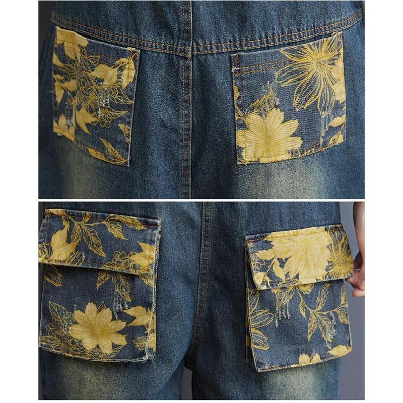 Quần Yếm Ống Rộng Size Lớn Thời Trang Cho Nữ - Quần short Denim tổng thể 2-07 - M Khuyến nghị 90-110 kg