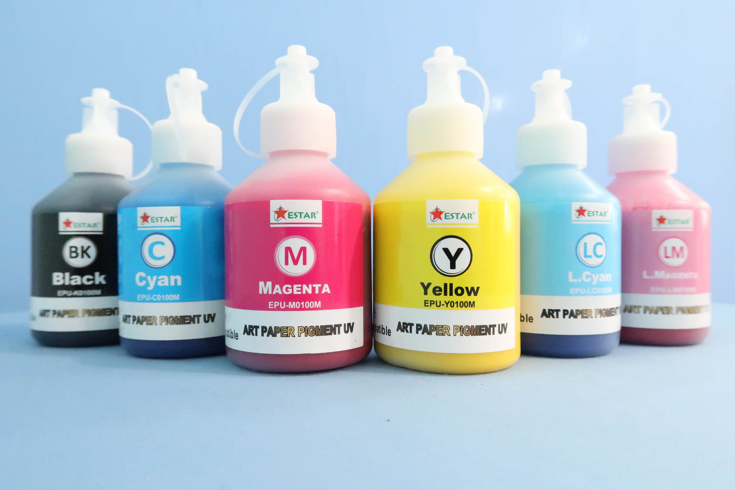 Mực nước màu vàng Pigment UV EPU-Y0100M thương hiệu Estar - Dùng cho máy Epson EPU-Y0100M (100ML) (hàng nhập khẩu)