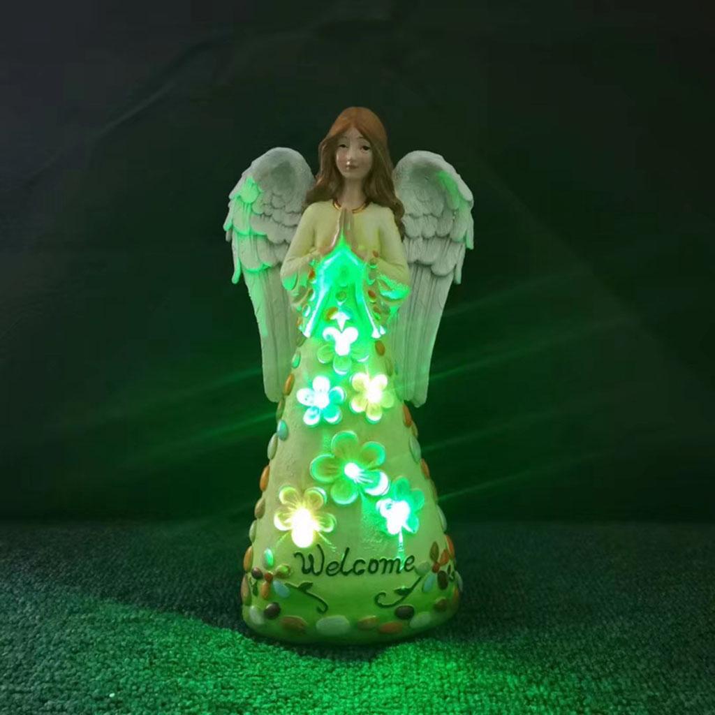 Garden Solar Angel Statue Sculpture with LEDs Lights Angel Figurine Ornament