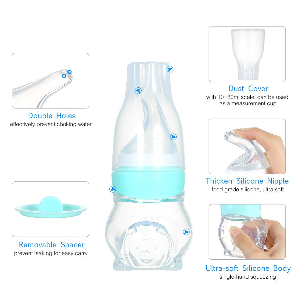 Bình nước 70ml cho trẻ sơ sinh, núm vú silicone