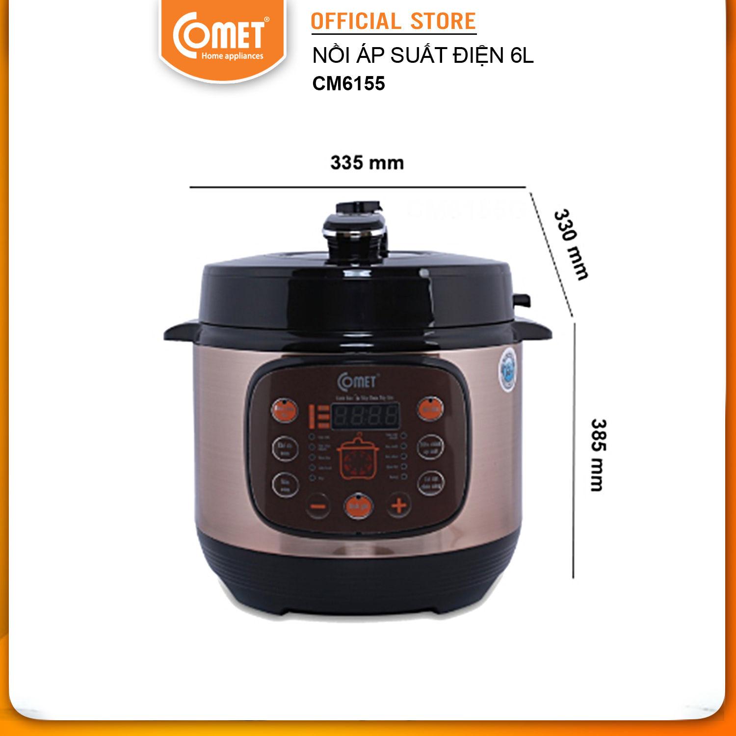 Nồi Áp Suất Điện Nắp Gài Comet CM6155 - Hàng Chính Hãng