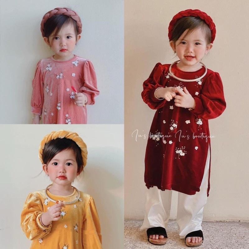 ÁO DÀI NHUNG CHO BÉ IU