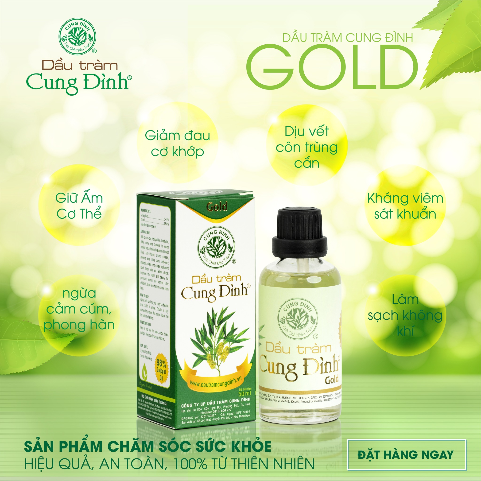 Dầu tràm Cung Đình - Gold (50ml) | Dầu tràm Huế 100% nguyên chất