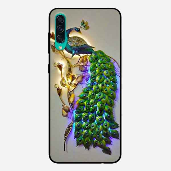 Hình ảnh Ốp Lưng in cho Samsung A50 Mẫu Chim Công Nền Xám - Hàng Chính Hãng