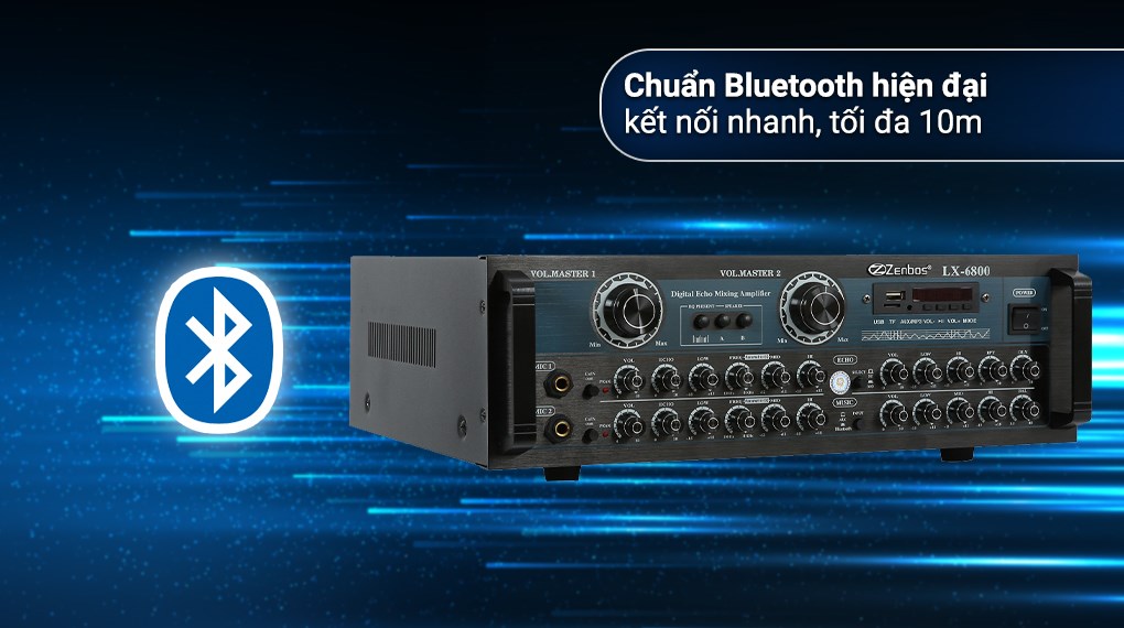 Amply Karaoke Bluetooth Công Suất Lớn 800W Zenbos LX-6800, 12 Sò Đại (Hàng Chính Hãng)