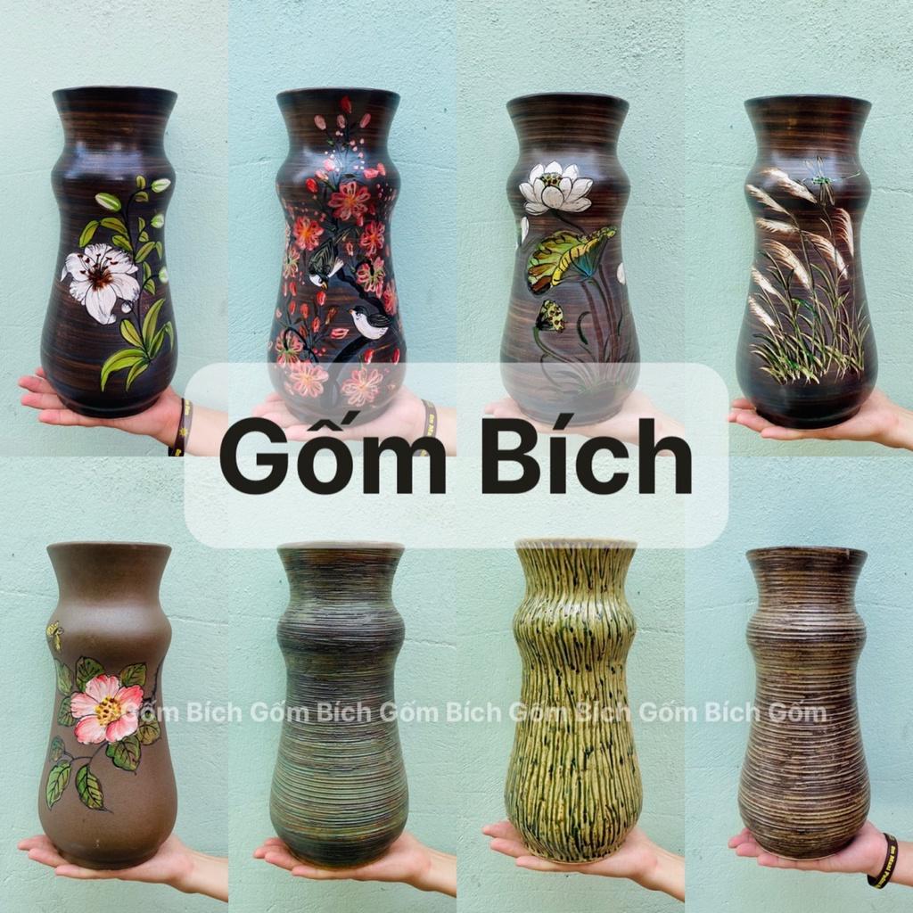 Bình Hoa Lọ Hoa Dáng Búp Bê Miệng Loe Men Mộc Nhiều Mẫu Gốm Sứ Bát Tràng - Gốm Bích