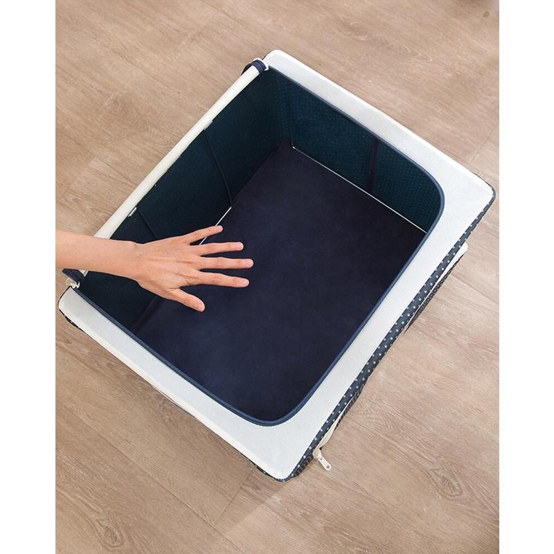 Hộp vải đựng đồ HG01 đa năng, thùng đựng quần áo chăn màn bằng khung inox chắc chắn