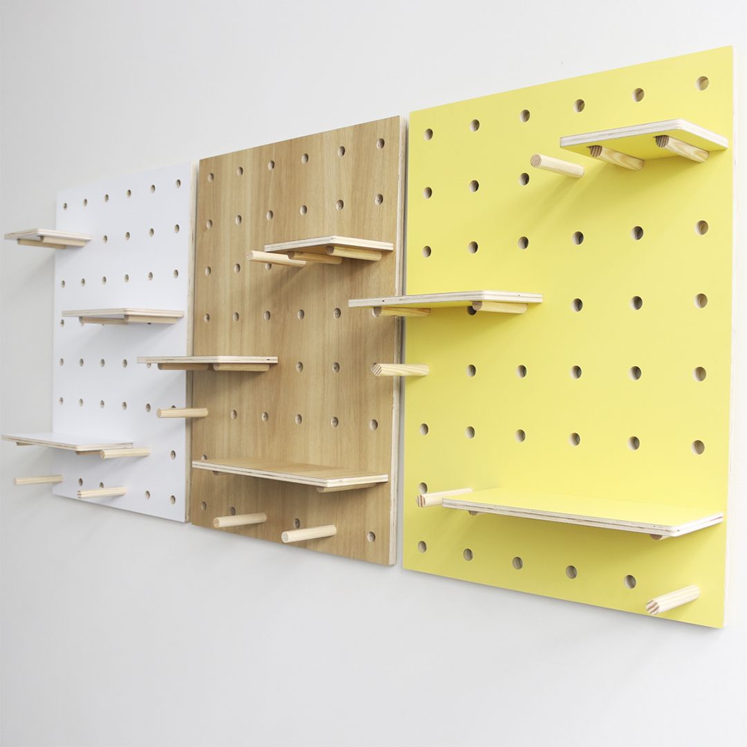 Bộ 3 Bảng Gỗ Đục Lỗ SMLIFE Pegboard Mix 80x60cm - Bảng Trang Trí Bằng Gỗ Plywood Phủ Laminate Cao Cấp