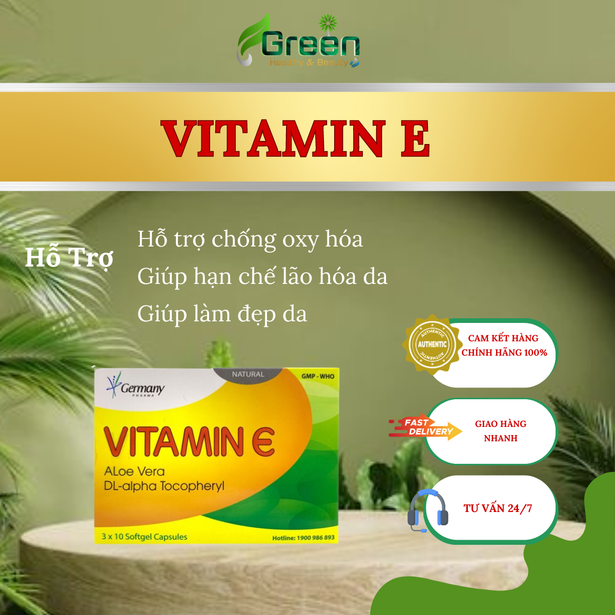 Viên uống đẹp da VITAMIN E - Germany Pharma