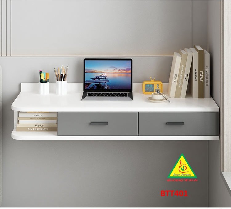 Bàn làm việc, bàn trang điểm treo tường bằng gỗ  BTT401 - Nội thất lắp ráp Viendong Adv