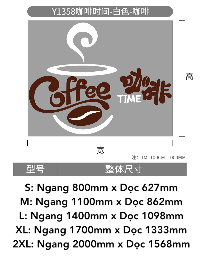 Tranh mica dán tường Coffee Time trang trí Quán Cafe, Trà Sữa