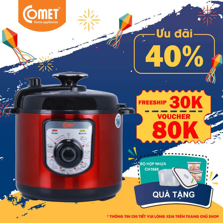 Nồi Áp Suất Comet CM6156R (6.0 Lít) - Đỏ - Hàng Chính Hãng