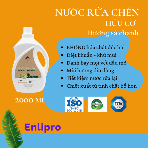 Nước rửa chén hữu cơ tinh dầu sả chanh - Ecocare 2000ml