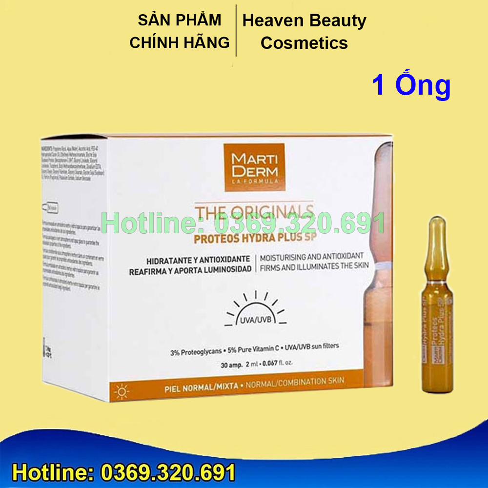 Tinh chất Ampoule dưỡng ẩm và ngừa lão hóa da Martiderm The Original Proteos Hydra Plus Sp Vàng