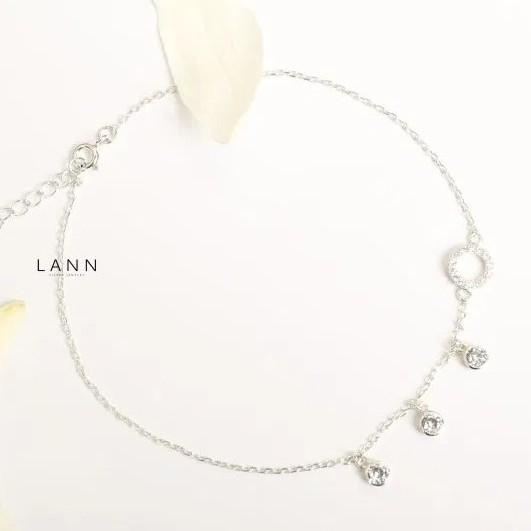 Lắc chân đường tròn đá gắn 3 đá nhỏ S925 LANN