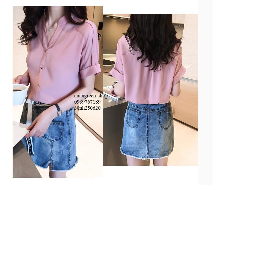 Nh250620-SƠ MI NỮ PHỐI LƯỚI TAY NGẮN