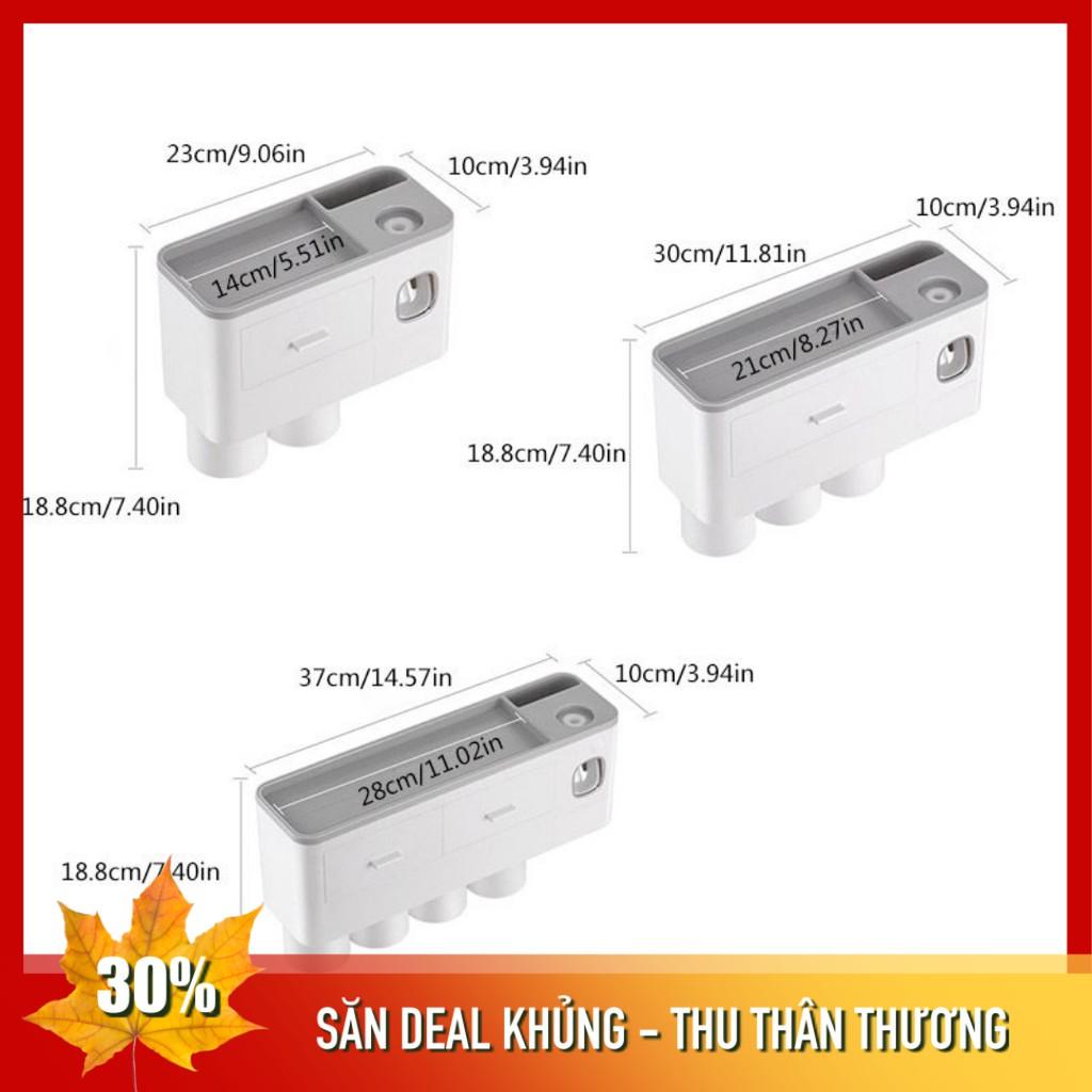 Kệ Nhà Tắm Thông Minh I Kèm cốc hút từ tính + Bộ nhả kem đánh răng tự động I Dán tường
