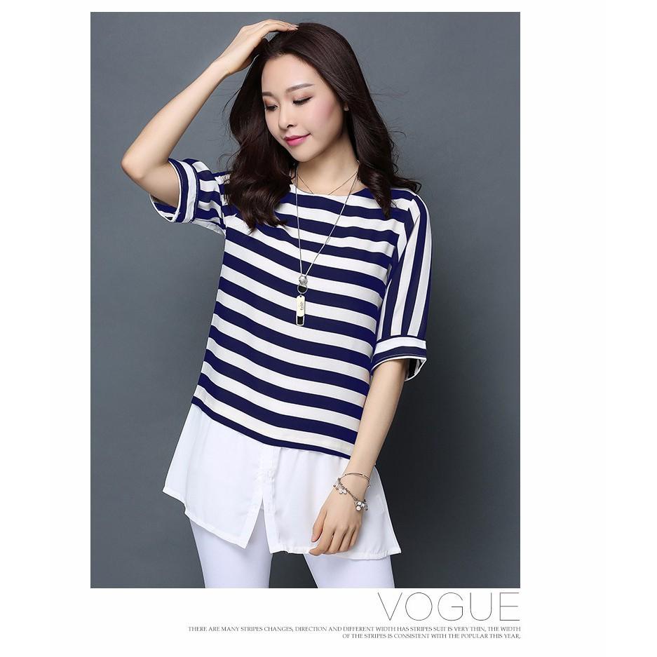 TK184N-ÁO SỌC TAY LỠ FORM DÀI S-6XL