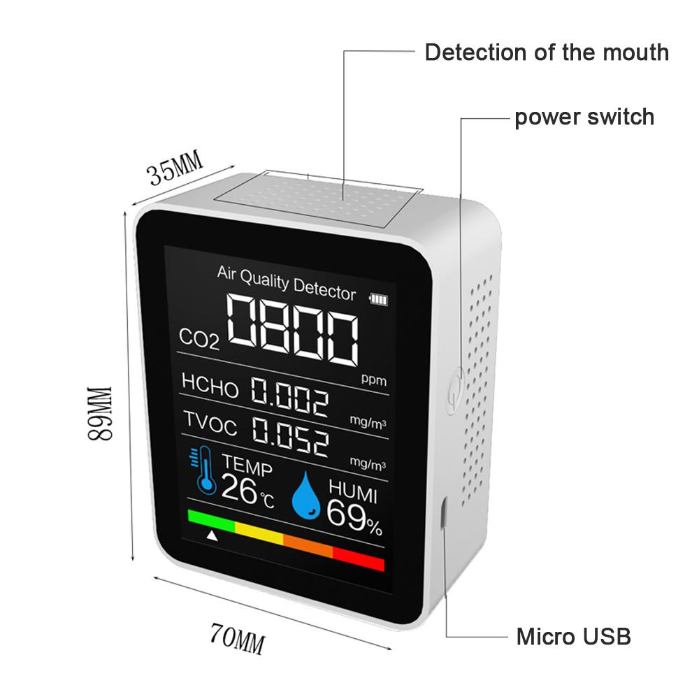 Portable CO2 Detector Air Quality Detector Intelligent Air Detector Temperature And Humidity Sensors Tester Carbon