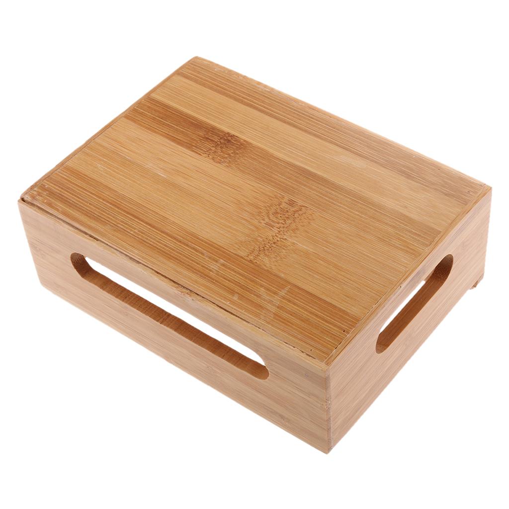Cord Organizer, 4 Slots Bamboo Stand Multi-device Desktop Cords Organizer Dock Charging Station Holder with Built-in Insert Slots for Smartphones, Tablets and Laptops