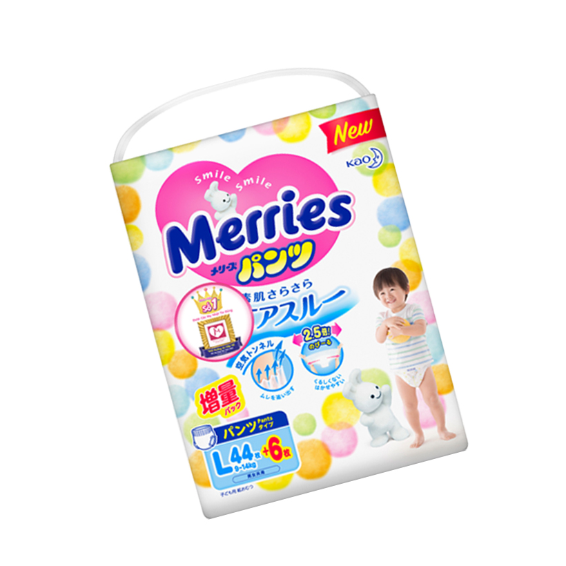 Tã/bỉm quần Merries size L - 44 + 6 miếng