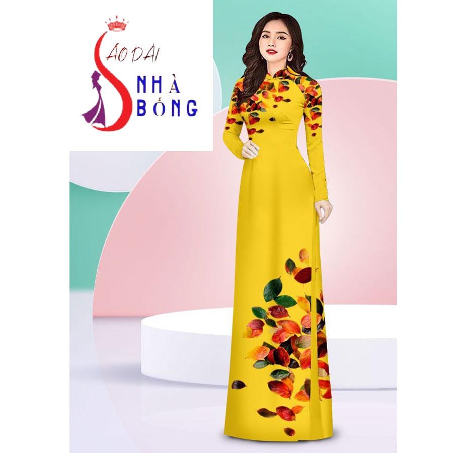 Vải may áo dài cao cấp in họa tiết hoa 4D - V08 (nguyên bộ