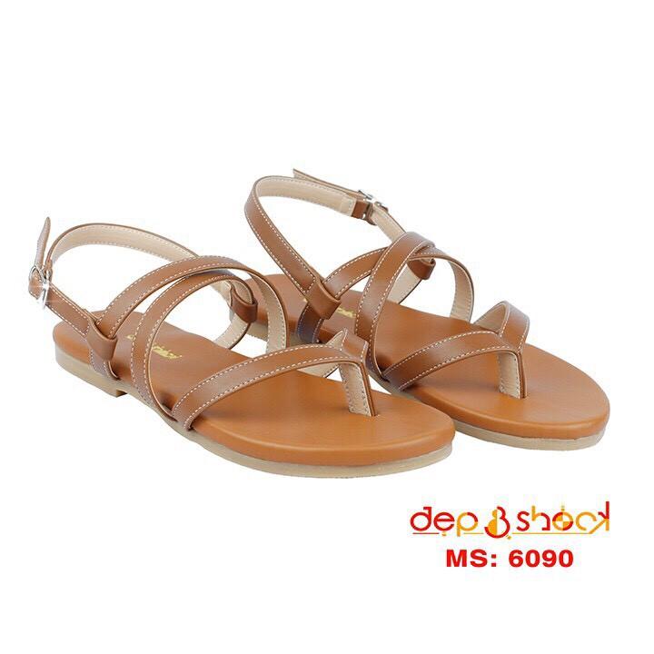 Sandal nữ xỏ ngón chéo cao cấp Depvashock MS 6039