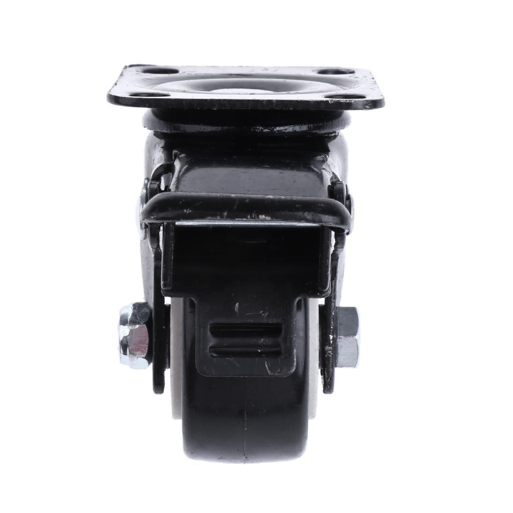 4 Pcs 1.5'' Swivel Caster PU Wheels With Brake Lock Universal Replacement