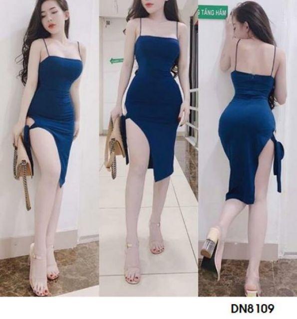 Đầm body cúp 2 dây sexy cột nơ