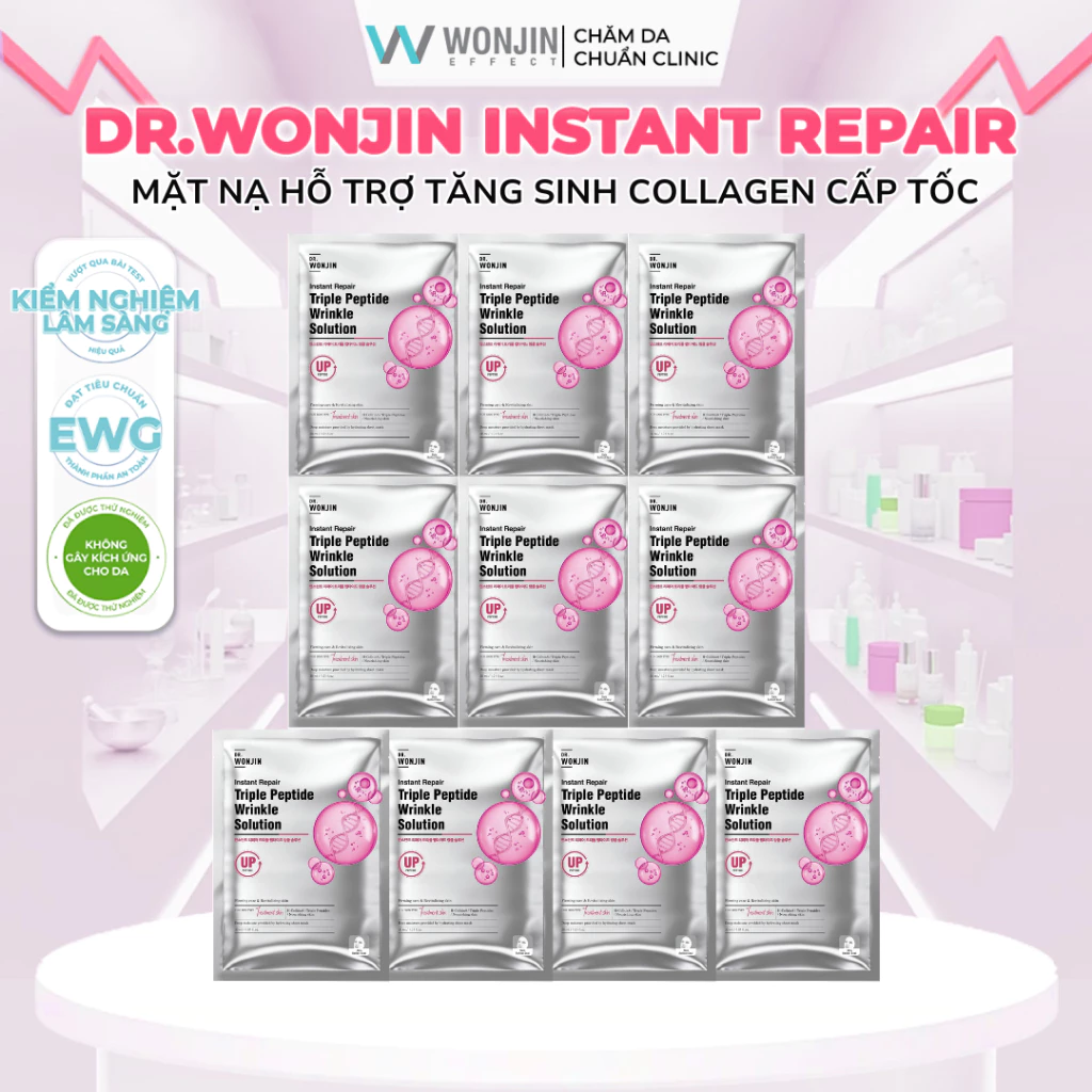 Combo 10 Mặt Nạ Tăng Sinh Collagen Cấp Tốc Dr.WonJin Instant Repair Triple Peptide Wrinkle Solution Mask 30g x10
