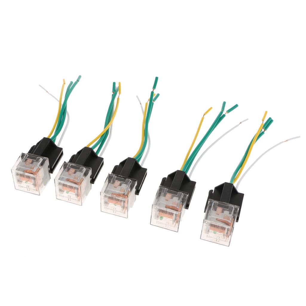 5Pcs 80A 4Pin SPST Relay & Socket 4 Wire Auto Lighting Controller 12V