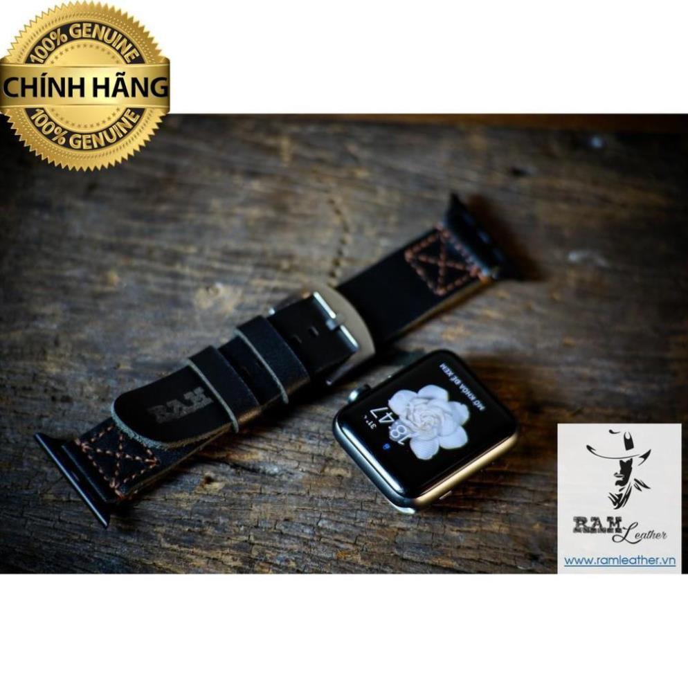 DÂY DÀNH CHO APPLE WATCH DA BÒ ĐEN SIMPLE THANH LỊCH - RAM SIMPLE X .