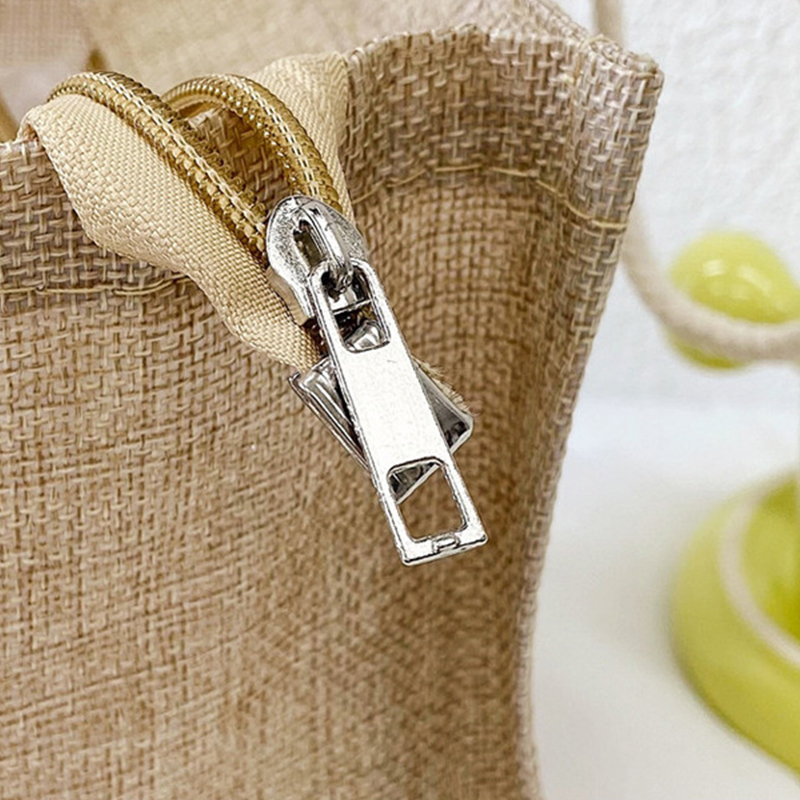 Túi cói mini đựng đồ cá nhân đi du lịch biển nhiều mẫu đào bơ cam có khóa kéo tay xách chắn chắc tiện lợi