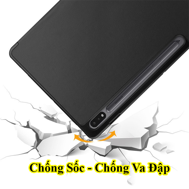 Bao Da Flip Cover Chống Sốc Dành Cho Samsung Galaxy Tab S9 Plus 12,4 inch SM X810/X816 Có Ngăn Đựng Bút Tiện Lợi, hỗ trợ đóng mở màn hình - Hàng Nhập Khẩu