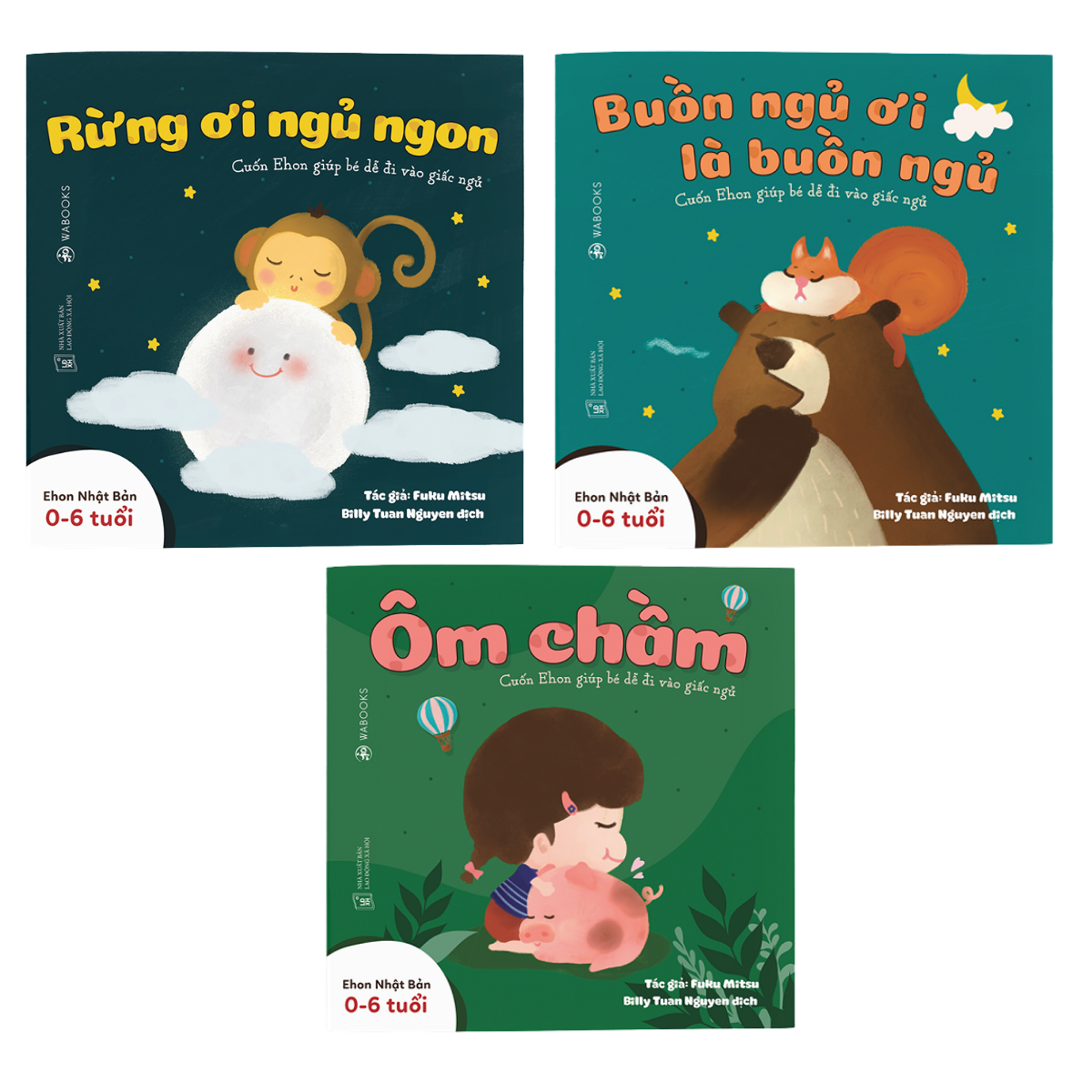 Ehon Nhật Bản - Buồn Ngủ Ơi Là Buồn Ngủ - Combo Bộ Sách 3 Quyển - "Rừng Ơi Ngủ Ngon" ; "Ôm Chầm"; "Buồn Ngủ Ơi Là Buồn Ngủ"