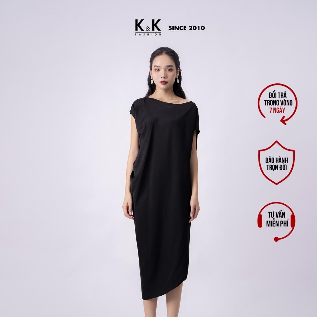 Đầm Lụa Màu Đen Dáng Suông K&amp;K Fashion KK130-17 Màu Đen Chất Liệu Lụa