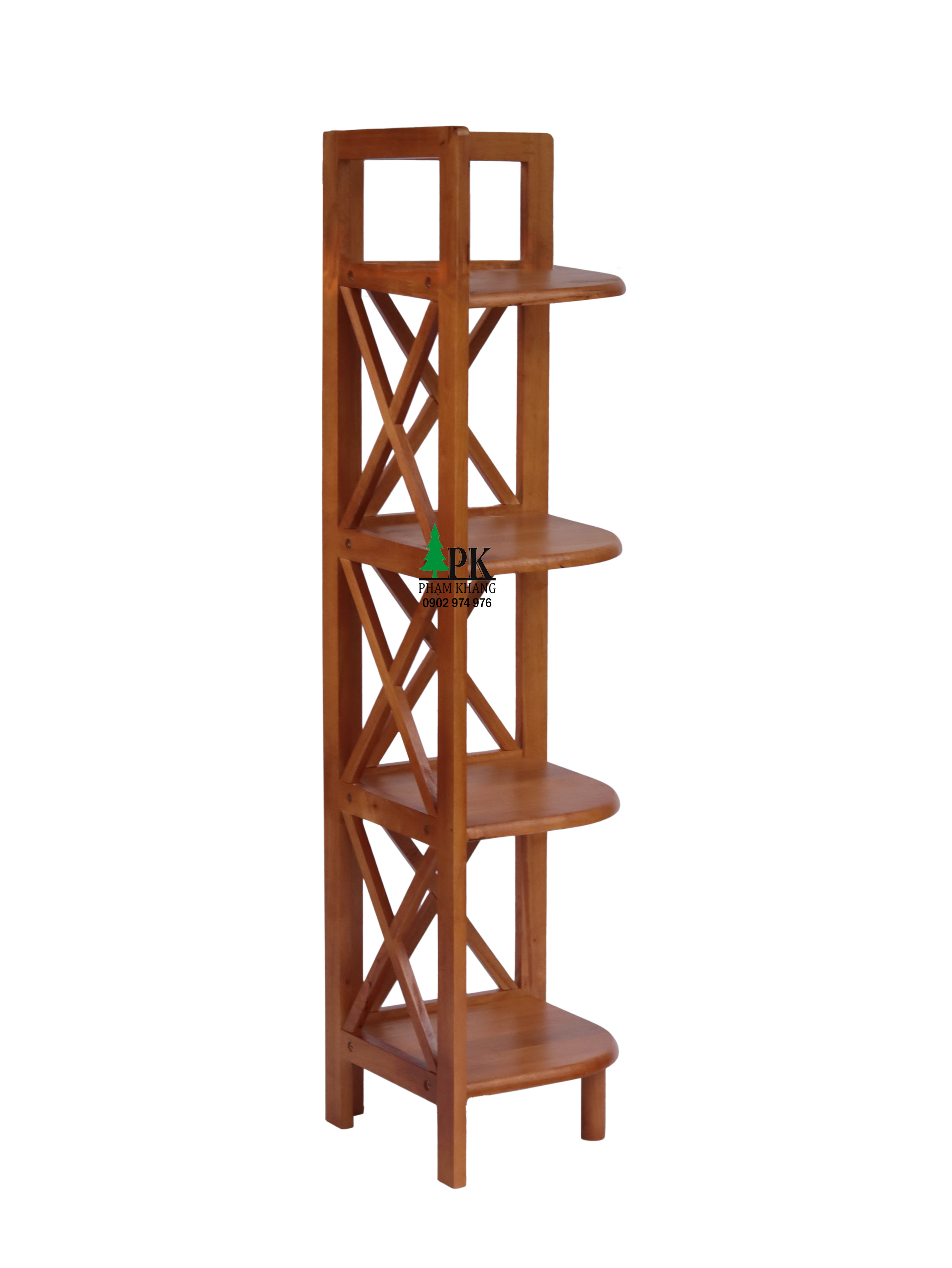 Kệ góc gỗ 3 tầng/ 4 tầng/ 5 tầng Phạm Khang - Gỗ cao su tự nhiên màu Gỗ Tự Nhiên/ Vàng Cherry - Kích thước rộng 32 cm