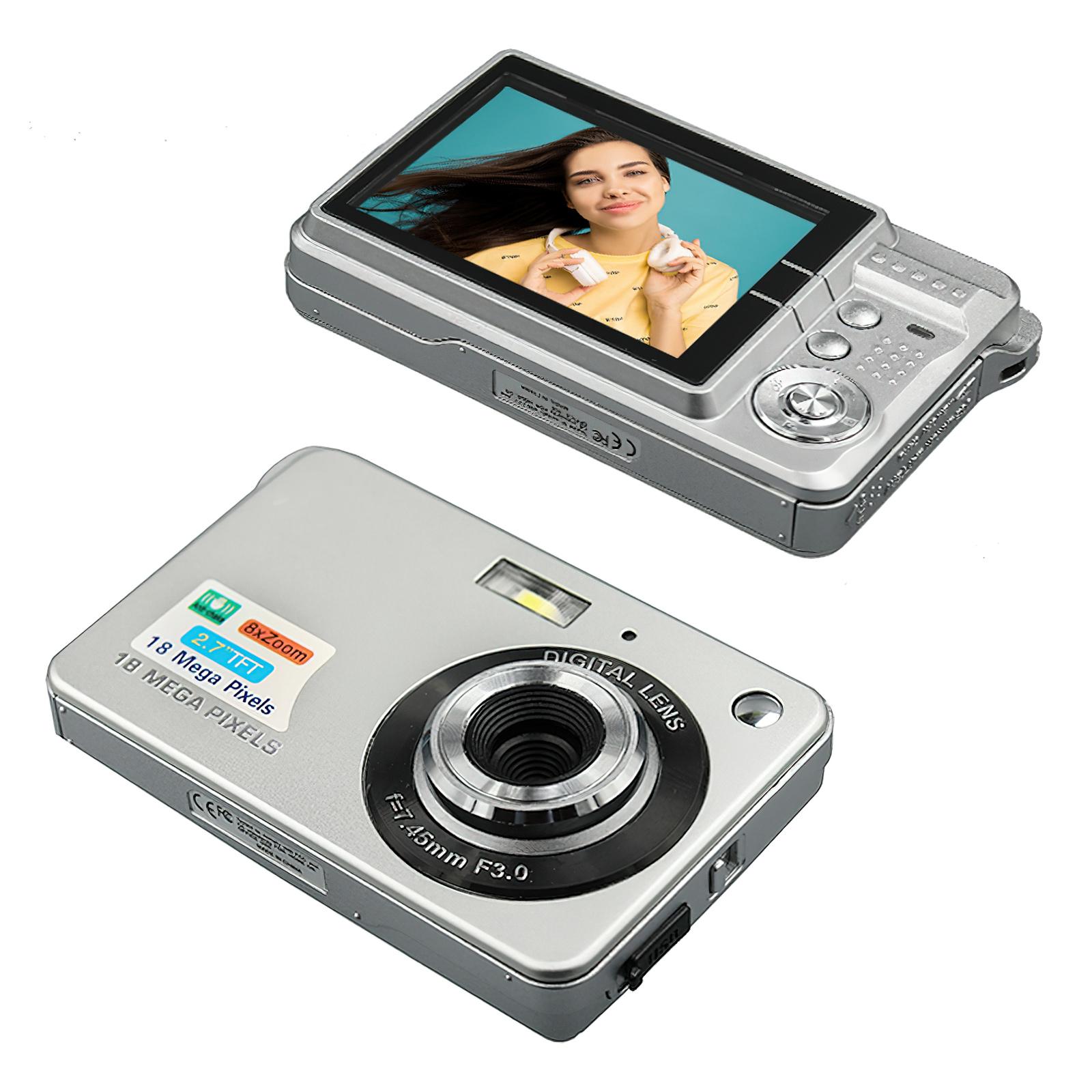 Máy quay máy ảnh kỹ thuật số 720p quay phim 18MP Ảnh 8x Phóng Zoom chống lắc 2,7 inch Màn hình TFT lớn mang theo Túi USB cho trẻ em thanh thiếu niên