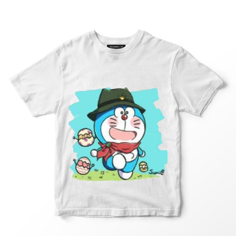 Áo Thun Bé Gái Bé Trai 1 Tuổi - 8 Tuổi | Áo Thun Trơn Cho Bé In Hình Doraemon Dễ Thương