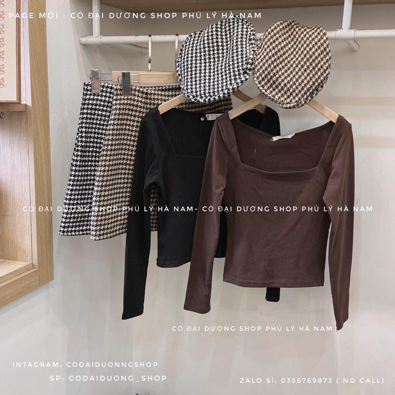 Set dạ kẻ kèm mũ