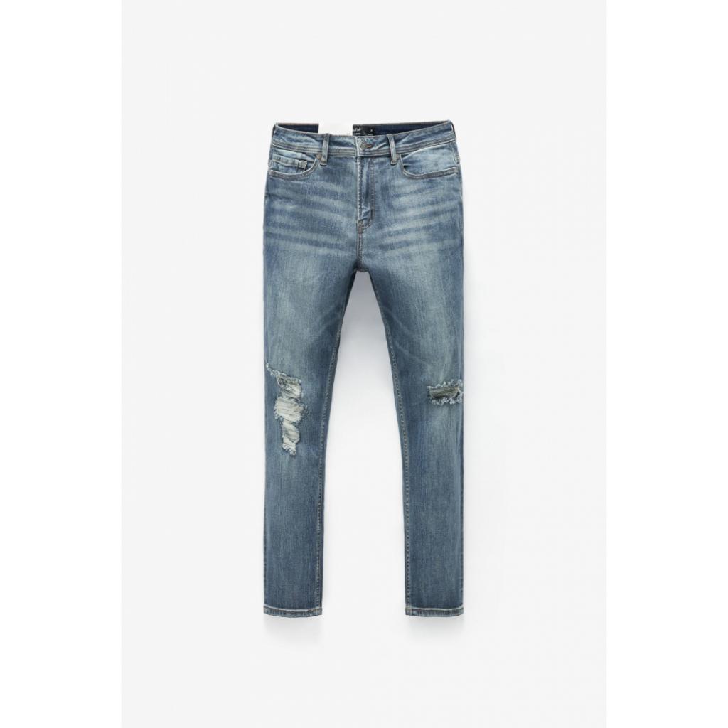 Quần Jean Nam Rách Gối Form Slim - 10F22DPA013 | LASTORE MENSWEAR