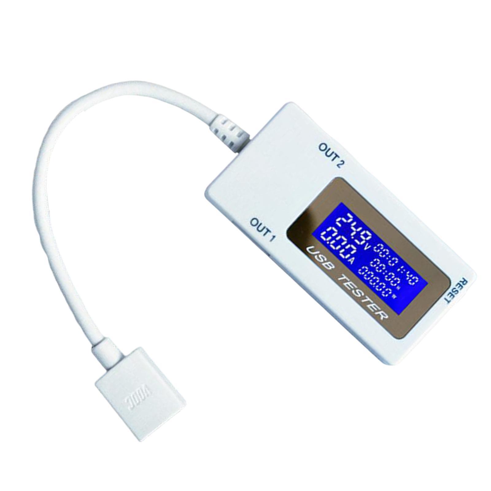 USB Current Voltage Capacity Multimeter Double Row Shows Ammeter